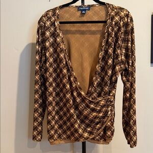 Evan Picone Brown Textured Blouse